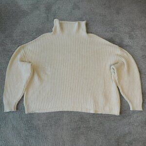 Free People Swim Too Deep Turtleneck Sweater | Birch/Ivory | Oversized | EUC | L
